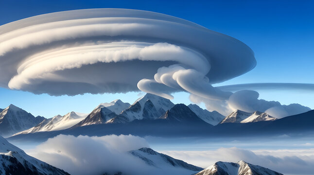 Scene of lenticular clouds 