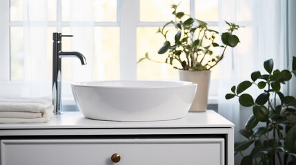 Fototapeta premium Bathroom Interiors, Modern of bathroom with sink bowl.