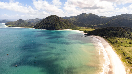 Drone view in selong belanak kuta lombok indonesia