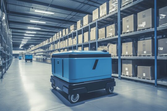 Automatic vehicle robot warehouse. Generate Ai