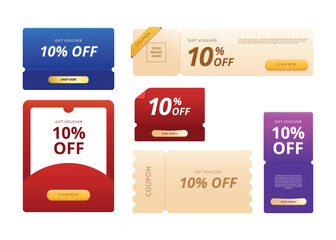 Set of various voucher coupon design for marketing or promotion vector banner design - obrazy, fototapety, plakaty