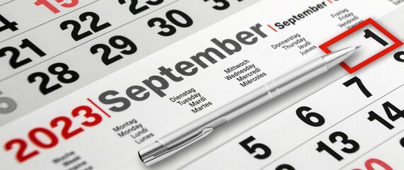 Deutscher Kalender und Datum  1. September 2023
