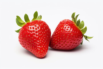 Delicious strawberries isolated on a white background. Good for any project. Generative AI