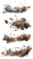 flying debris with dust Isolated on transparent background - obrazy, fototapety, plakaty