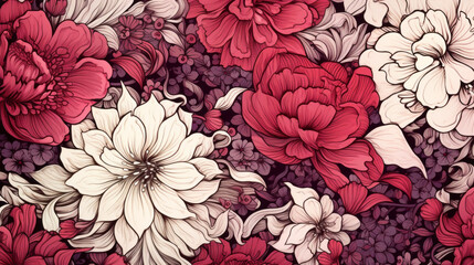 Fototapeta premium manga Styled floral seamless pattern
