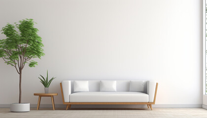 Modern Emptiness: White Wall in Stylish Waiting Room