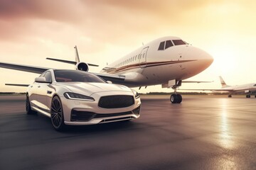 Luxury car jet. Generate Ai