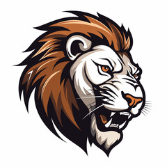 Esport vector logo lion on white background side view, lion icon, lion head, lion sticker