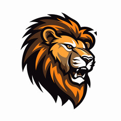 Obraz premium Esport vector logo lion on white background side view, lion icon, lion head, lion sticker