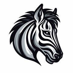 Esport vector logo zebra on white background side view, zebra icon, zebra head, zebra sticker