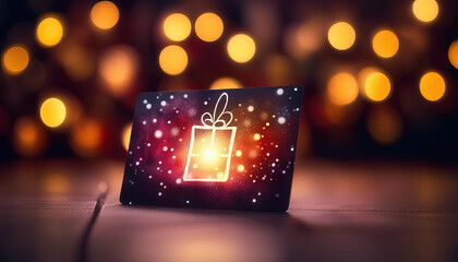 Christmas gift card with copy space