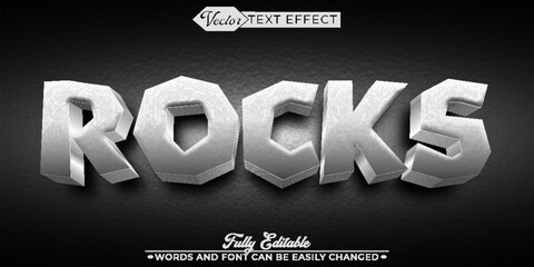 Cartoon Gray Rock Vector Editable Text Effect Template