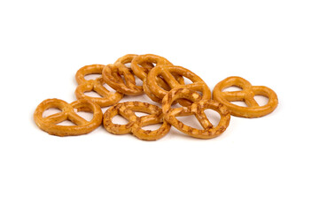 Fototapeta premium Salted crackers, isolated on white background. High resolution image.
