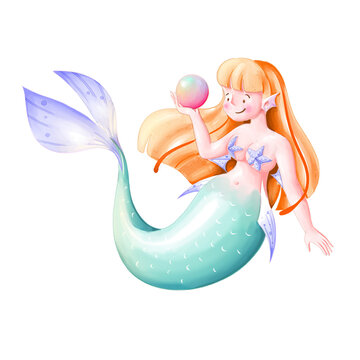 Watercolor mermaid illustration 
