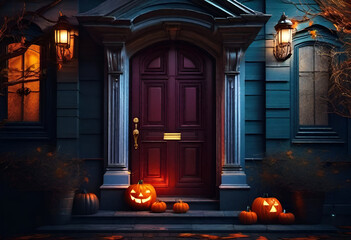 halloween pumpkin in the window