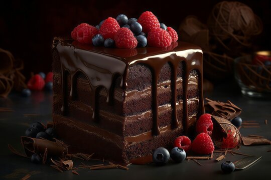 Chocolate cake dessert. Generate Ai