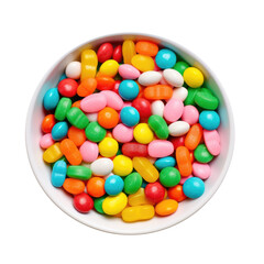 Fototapeta na wymiar Delicious Bowl of Colorful Candies Isolated on a Transparent Background