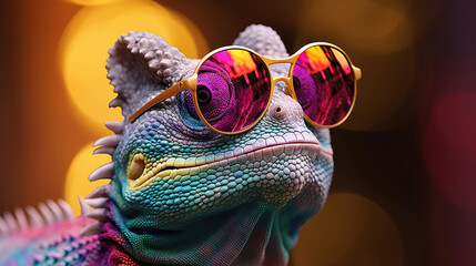 Chameleon wearing sunglasses
