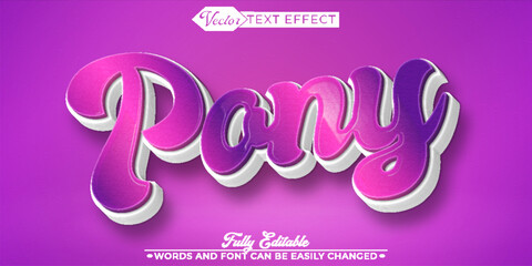 Fototapeta na wymiar Pink Pony Editable Text Effect Template