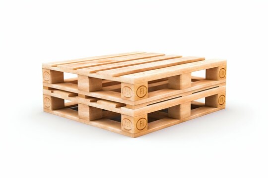 Sturdy Wooden Pallet Isolated on White Background. Generative ai
