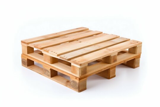 Sturdy Wooden Pallet Isolated on White Background. Generative ai