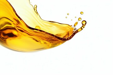 Pouring Motor Oil Stream Isolated on White Background. Generative ai