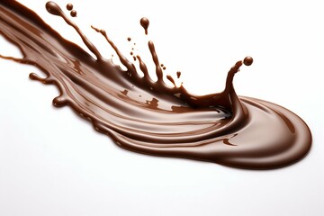 Flowing Chocolate Drip Isolated on White Background. Generative ai