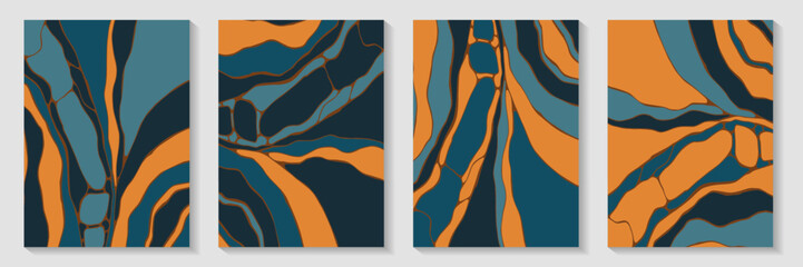 Fluid stone pattern backdrop design collection. Vibrant covers. Flow splash booklet front page