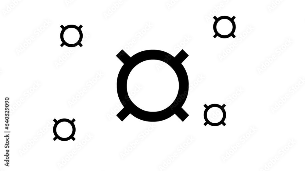 Poster zoom in and out animation the currency symbol. large black symbol in the center and four small symbo