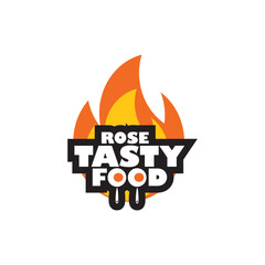 Creative Food Restaurant logo design, fire food and restaurant icon vector template