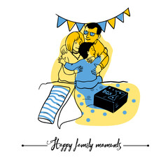 family birthday scene vector illustration