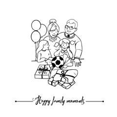 family birthday scene vector illustration
