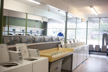 Interior of a laundry mat facility.