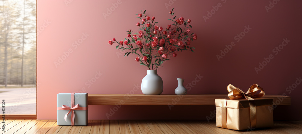 Aufkleber minimal digital indoors gift holidays background with a lot of copy space. a clean, modern digital b