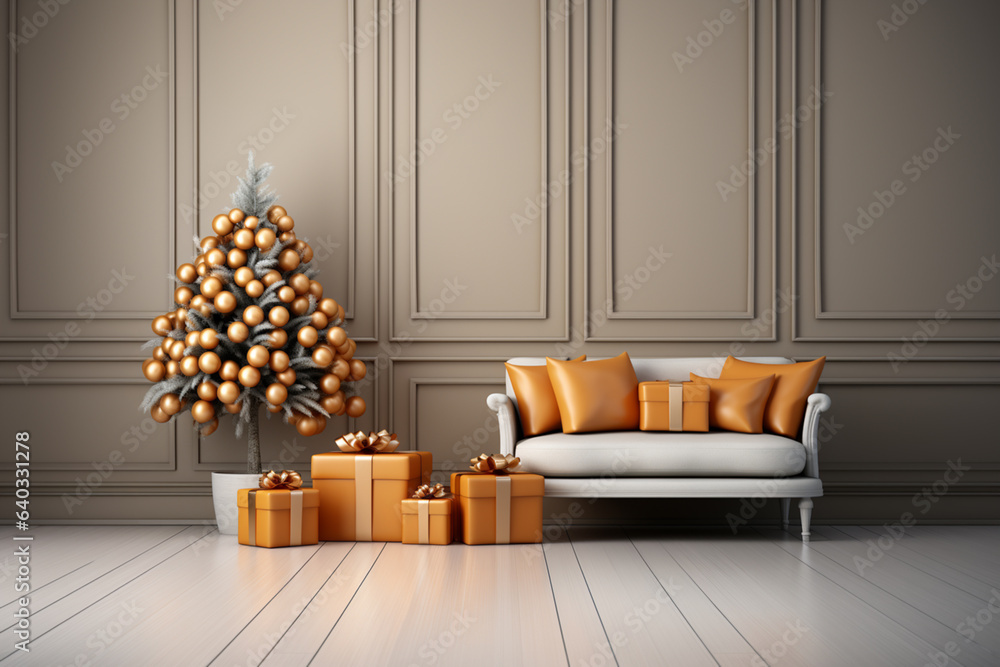 Aufkleber minimal digital indoors gift holidays background with a lot of copy space generative ai technology.