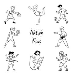 Aktive kids vector set