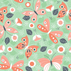 Vector Butterflies Seamless Pattern