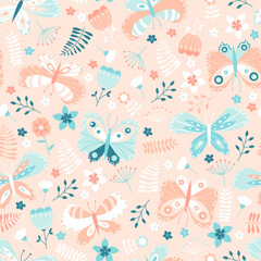 Vector Butterflies Seamless Pattern