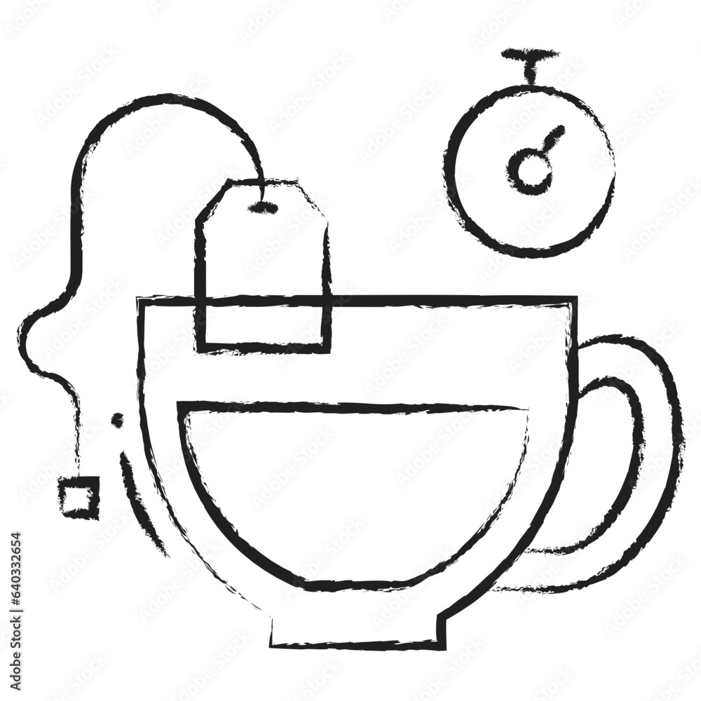 Poster Hand drawn tea cup with bag icon