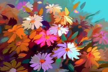 Fototapeta na wymiar Flowers background art. Generate Ai