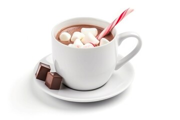 Cup hot chocolate marshmallow drink. Generate Ai
