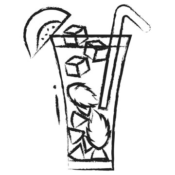 Hand drawn peach cold tea icon