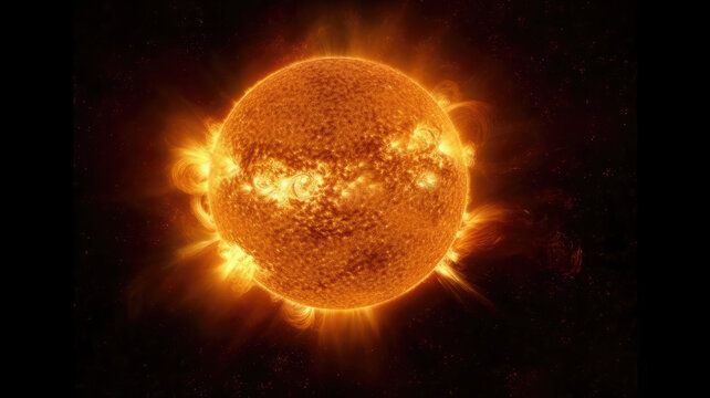 image of the sun, look from space, photorealicstic.