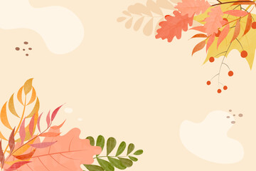 Naklejka na ściany i meble Autumn background with watercolor leaves, wallpaper with autumn leaves