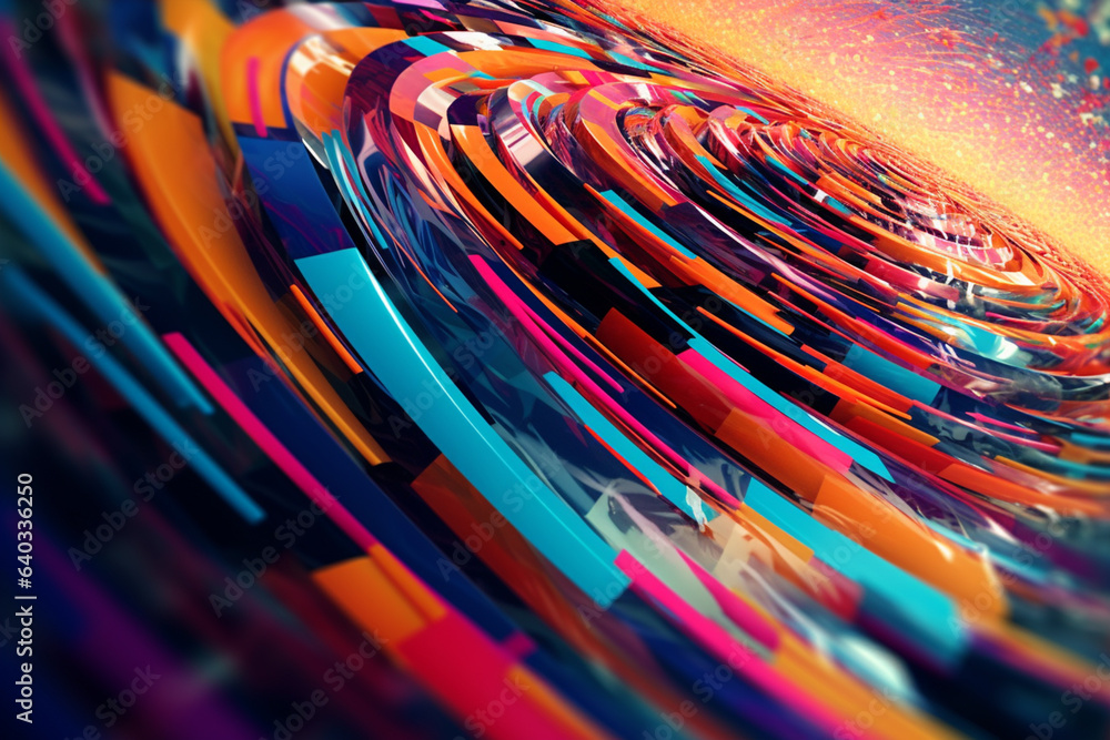 Poster an abstract composition of overlapping and intersecting lines and shapes resembling bicycles in a ra