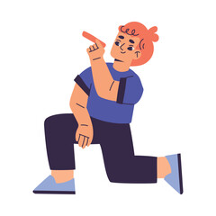 Little Boy Drawing on Wall with Colorful Crayon Vector Illustration