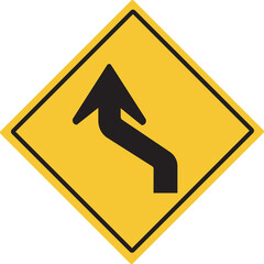Left double bend.Various curved signs. Traffic warning sign. PNG illustration. 