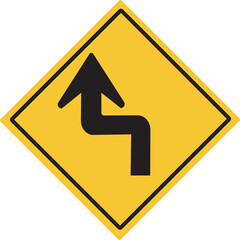 Left double.Various curved signs. Traffic warning signs. PNG illustration. 
