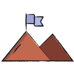 Hand drawn Mountain Flag icon