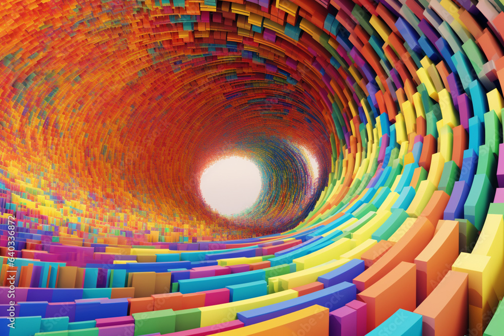 Fototapete an abstract representation of a rainbow bridge formed by an intricate arrangement of geometric shape